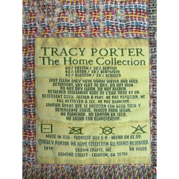 VTG Crown Crafts Roses Floral Tapestry Throw Blanket Tracy Porter Cotton/Acrylic - Picture 3 of 10